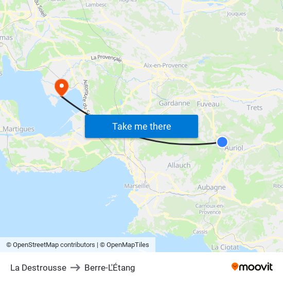 La Destrousse to Berre-L'Étang map