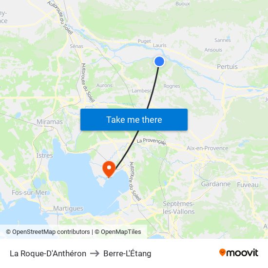 La Roque-D'Anthéron to Berre-L'Étang map