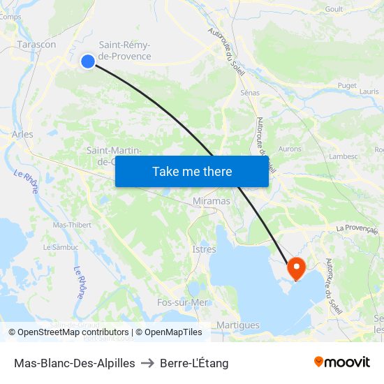 Mas-Blanc-Des-Alpilles to Berre-L'Étang map