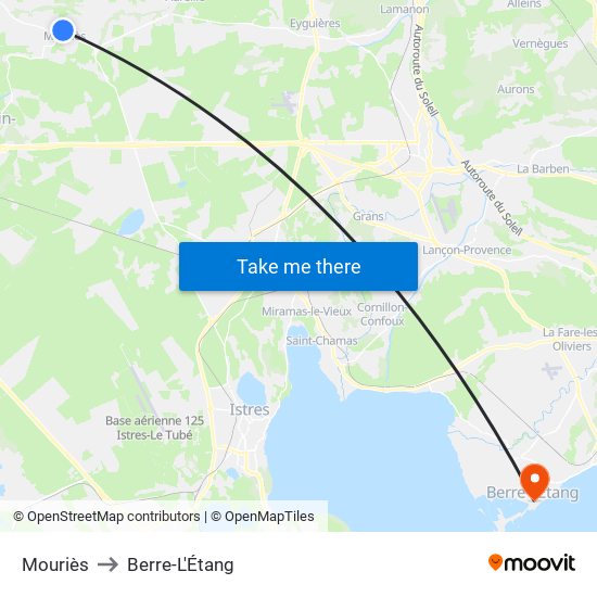 Mouriès to Berre-L'Étang map