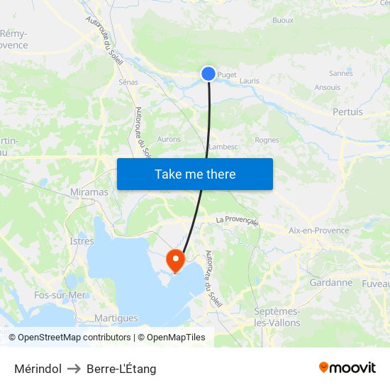 Mérindol to Berre-L'Étang map