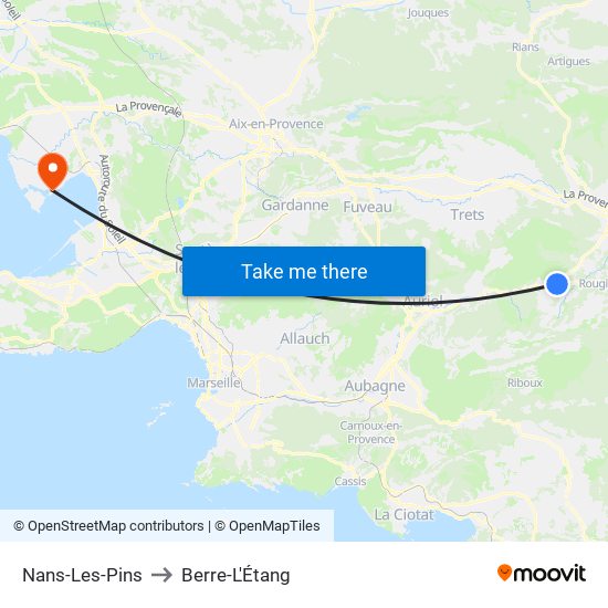 Nans-Les-Pins to Berre-L'Étang map