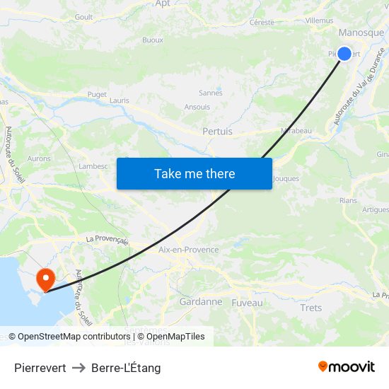 Pierrevert to Berre-L'Étang map