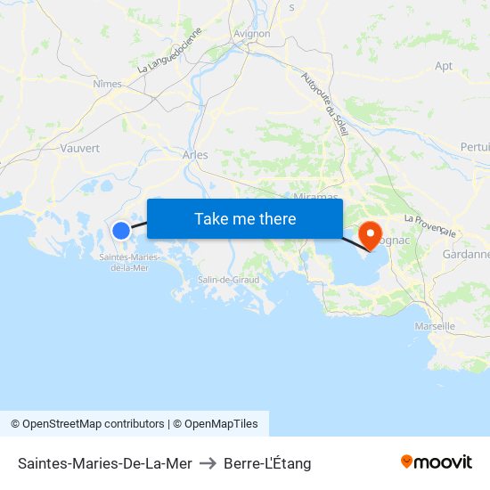 Saintes-Maries-De-La-Mer to Berre-L'Étang map