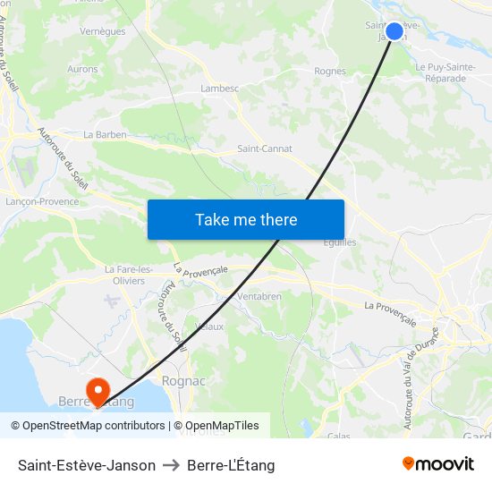 Saint-Estève-Janson to Berre-L'Étang map