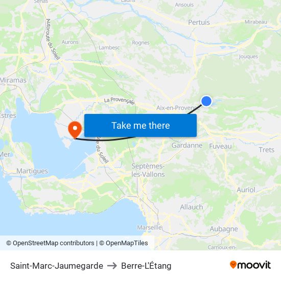 Saint-Marc-Jaumegarde to Berre-L'Étang map