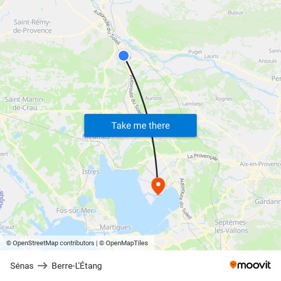 Sénas to Berre-L'Étang map
