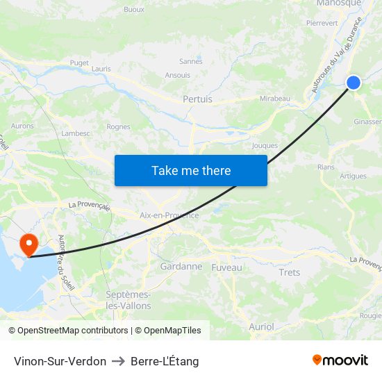 Vinon-Sur-Verdon to Berre-L'Étang map