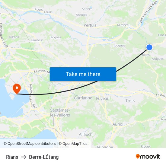 Rians to Berre-L'Étang map