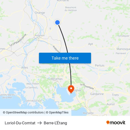 Loriol-Du-Comtat to Berre-L'Étang map