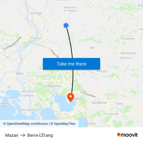 Mazan to Berre-L'Étang map