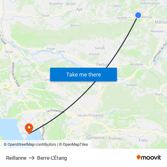 Reillanne to Berre-L'Étang map