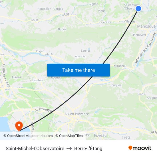 Saint-Michel-L'Observatoire to Berre-L'Étang map