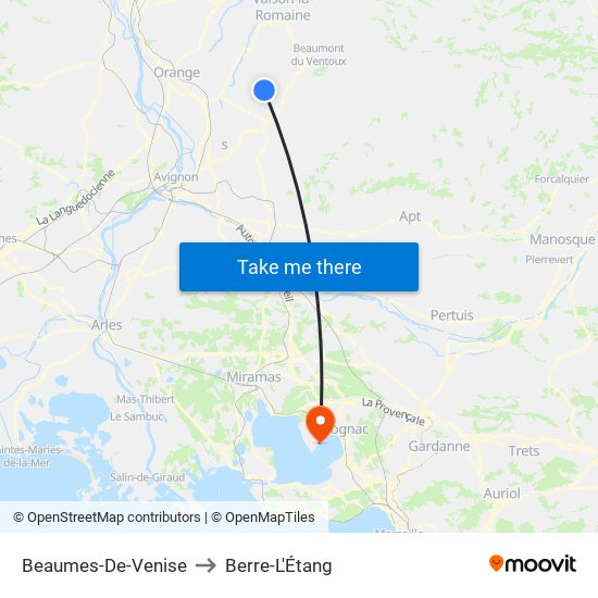 Beaumes-De-Venise to Berre-L'Étang map