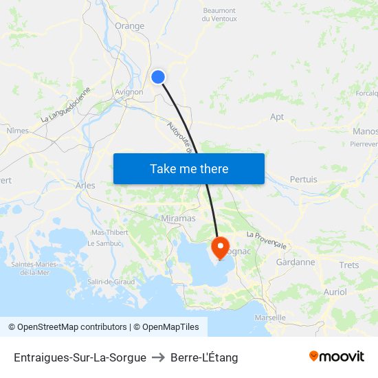 Entraigues-Sur-La-Sorgue to Berre-L'Étang map
