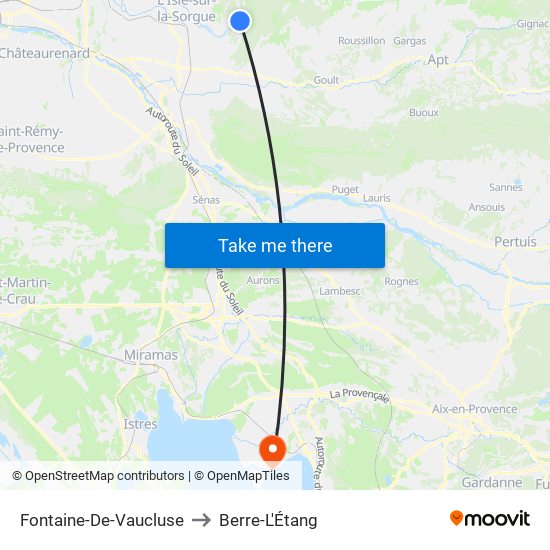 Fontaine-De-Vaucluse to Berre-L'Étang map