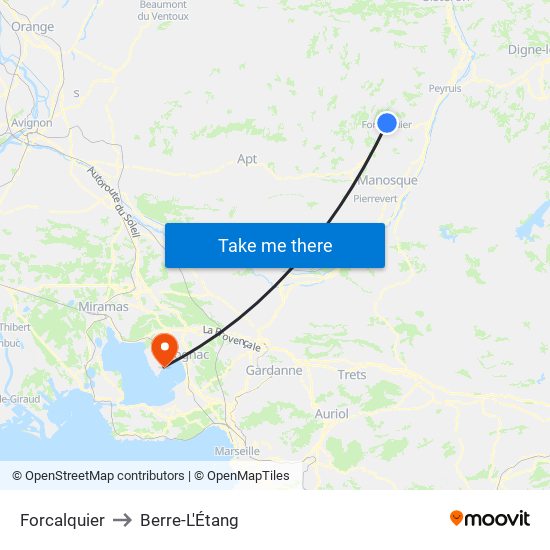 Forcalquier to Berre-L'Étang map