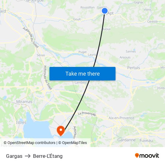 Gargas to Berre-L'Étang map