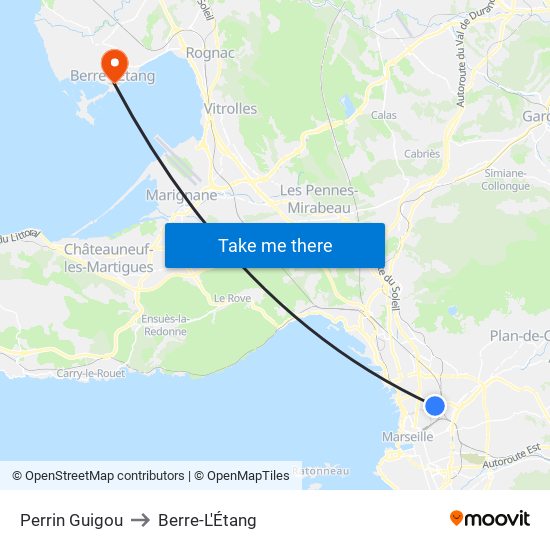 Perrin Guigou to Berre-L'Étang map