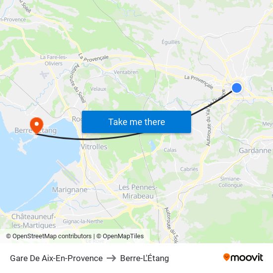Gare De Aix-En-Provence to Berre-L'Étang map