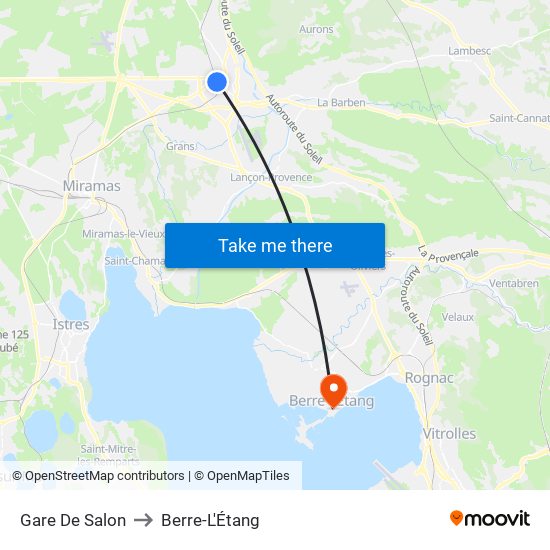 Gare De Salon to Berre-L'Étang map
