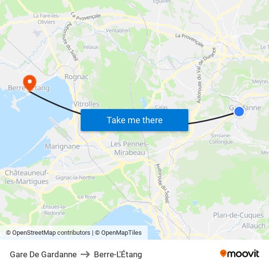 Gare De Gardanne to Berre-L'Étang map