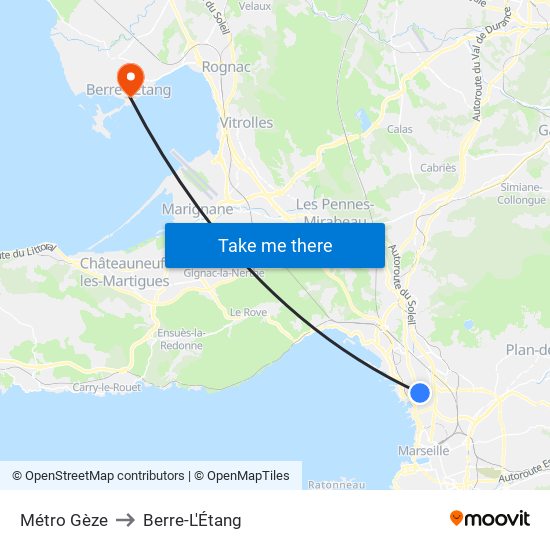 Métro Gèze to Berre-L'Étang map