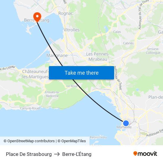 Place De Strasbourg to Berre-L'Étang map