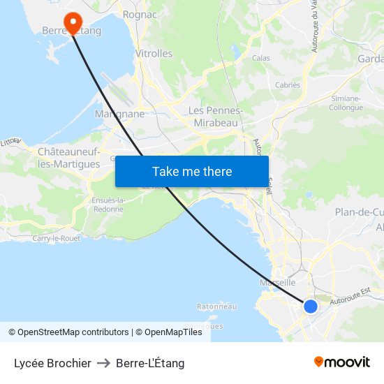 Lycée Brochier to Berre-L'Étang map