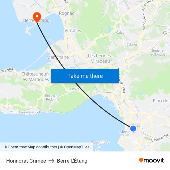 Honnorat Crimée to Berre-L'Étang map