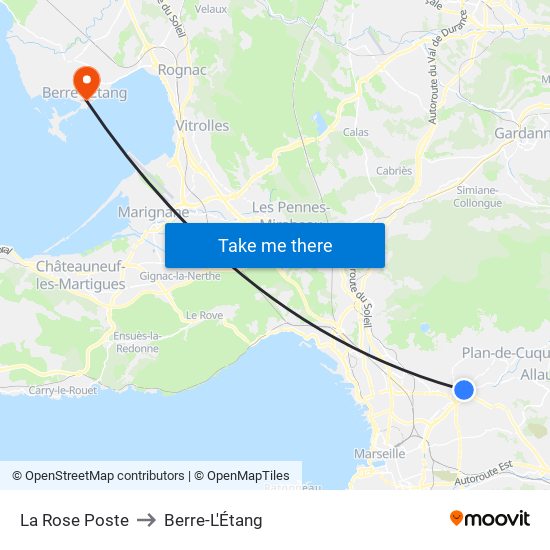 La Rose Poste to Berre-L'Étang map