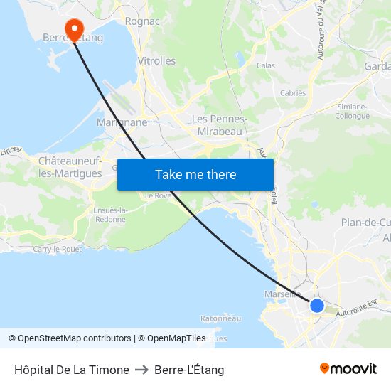 Hôpital De La Timone to Berre-L'Étang map