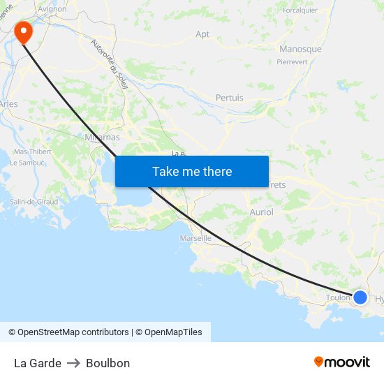 La Garde to Boulbon map