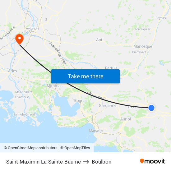 Saint-Maximin-La-Sainte-Baume to Boulbon map