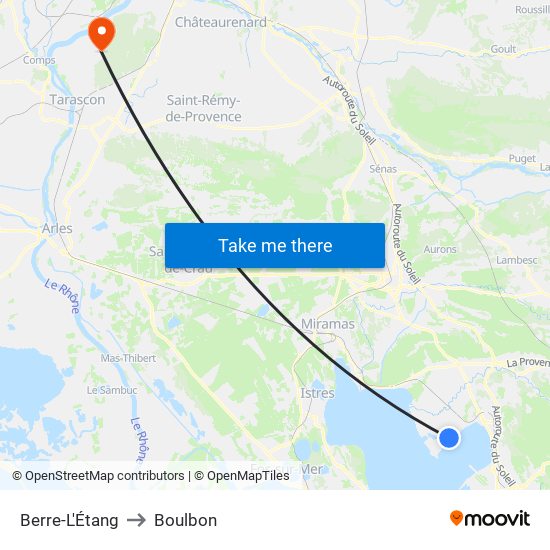 Berre-L'Étang to Boulbon map