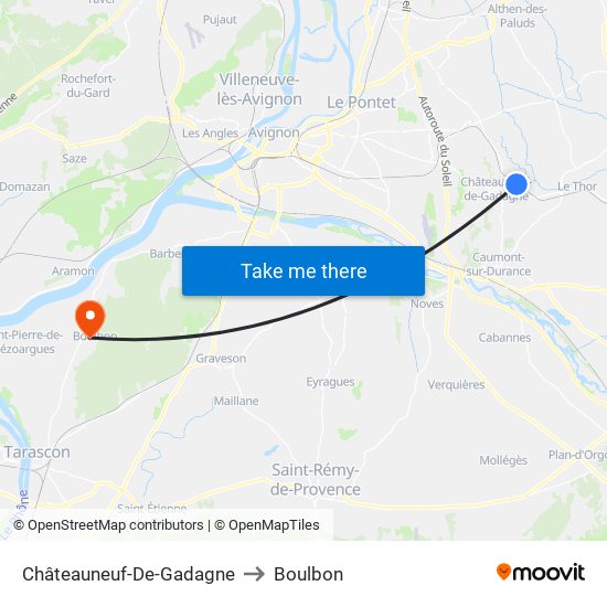 Châteauneuf-De-Gadagne to Boulbon map