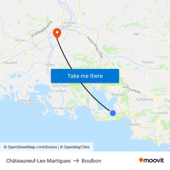 Châteauneuf-Les-Martigues to Boulbon map