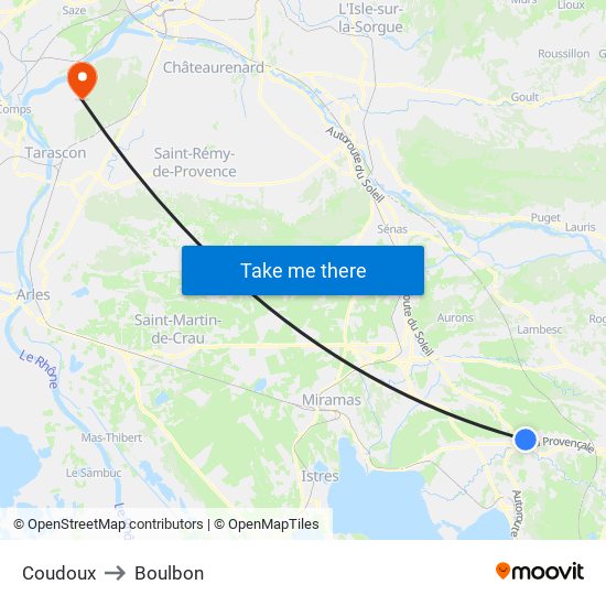 Coudoux to Boulbon map