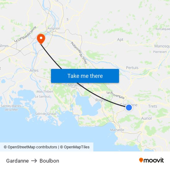 Gardanne to Boulbon map
