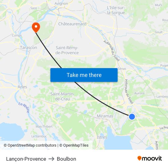 Lançon-Provence to Boulbon map