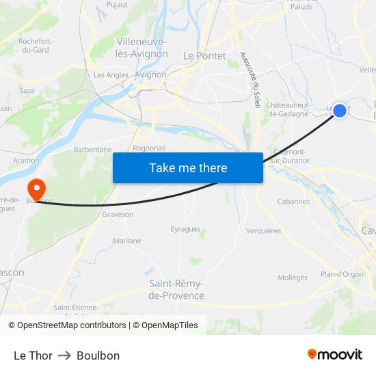 Le Thor to Boulbon map