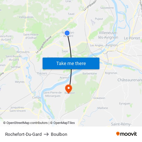 Rochefort-Du-Gard to Boulbon map