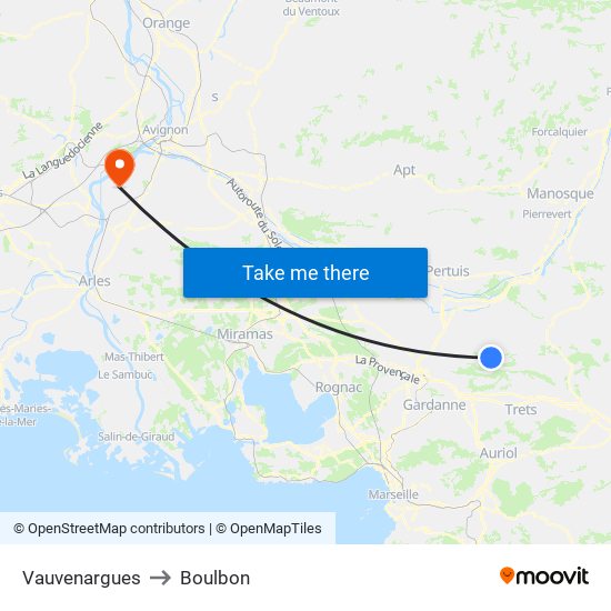 Vauvenargues to Boulbon map