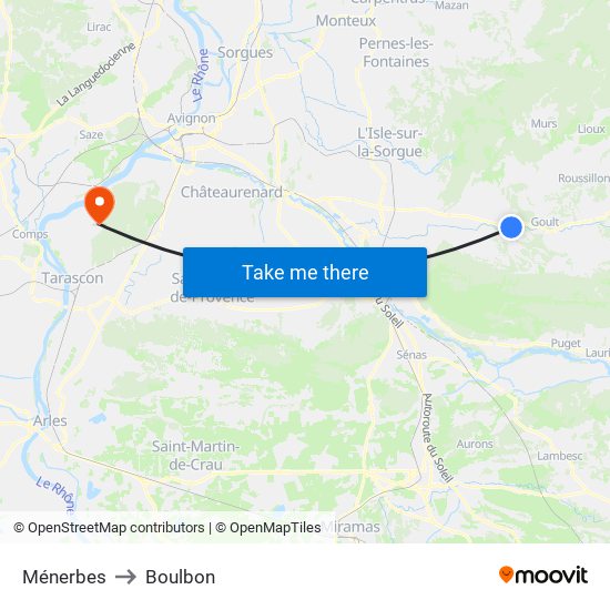 Ménerbes to Boulbon map