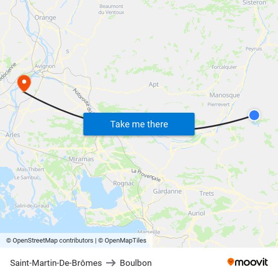Saint-Martin-De-Brômes to Boulbon map