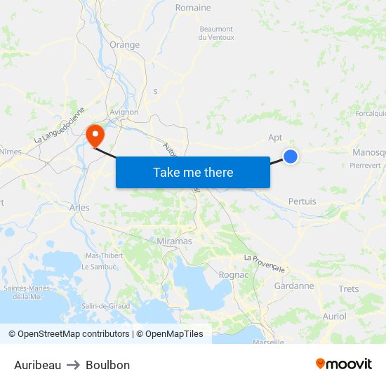 Auribeau to Boulbon map