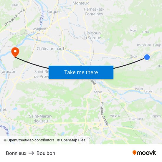 Bonnieux to Boulbon map