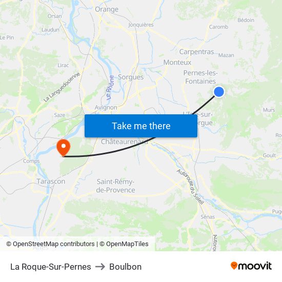 La Roque-Sur-Pernes to Boulbon map