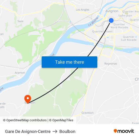 Gare De Avignon-Centre to Boulbon map