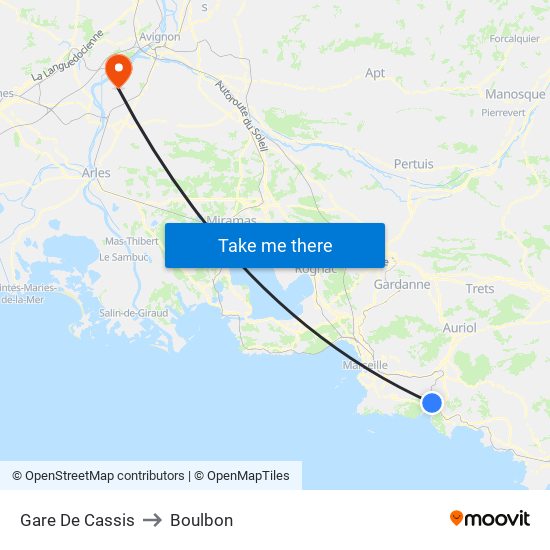 Gare De Cassis to Boulbon map